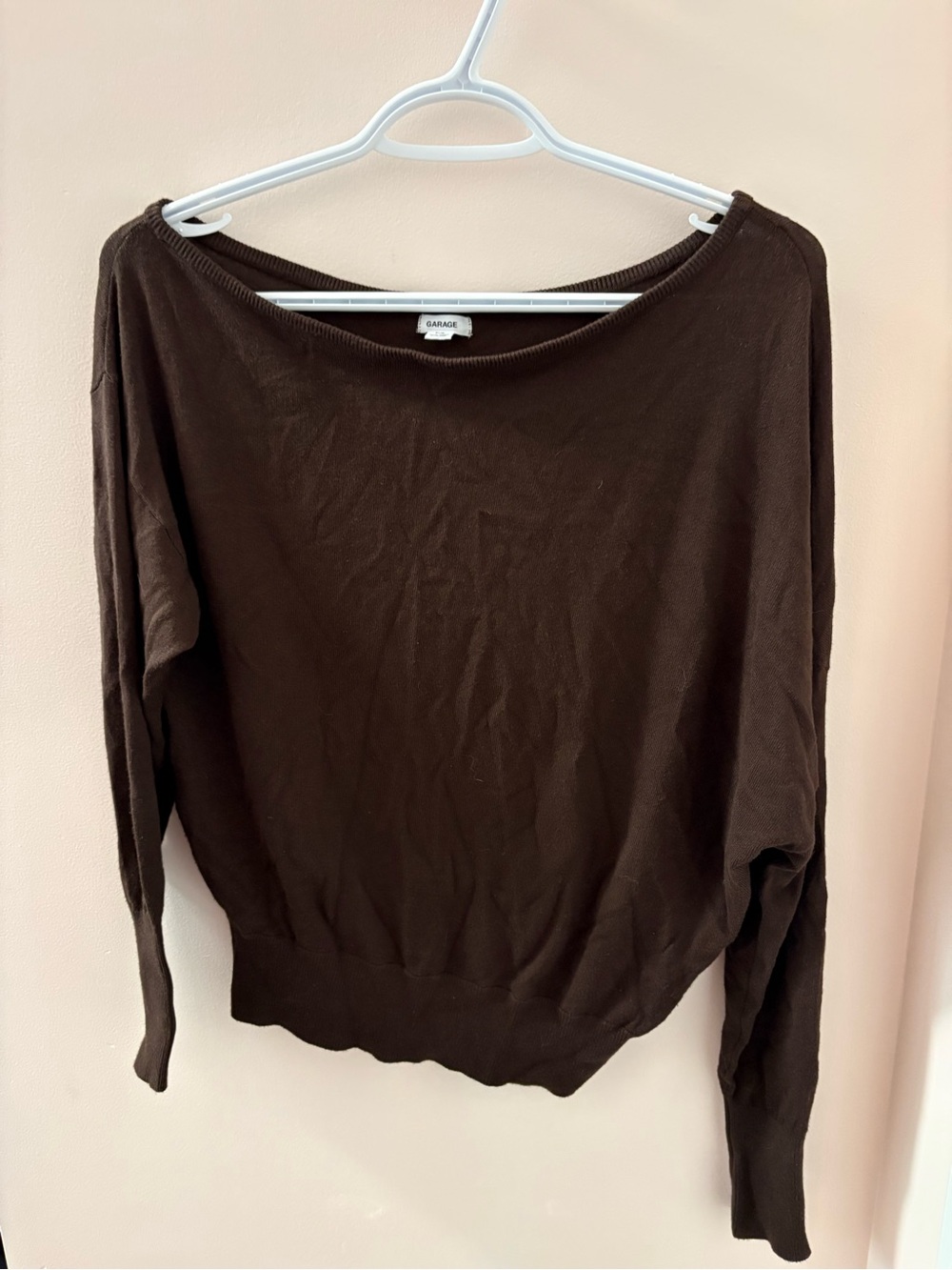 Garage Off-the-Shoulder Brown Sweater